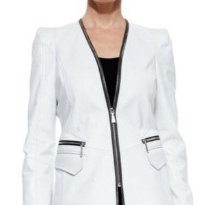 Dawn Levy White and Black Leather Jacket